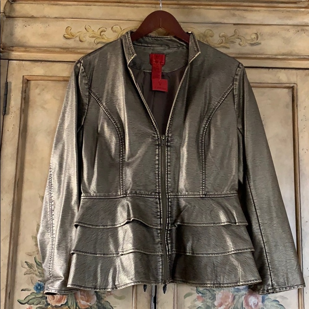 V Christina gold leather jacket